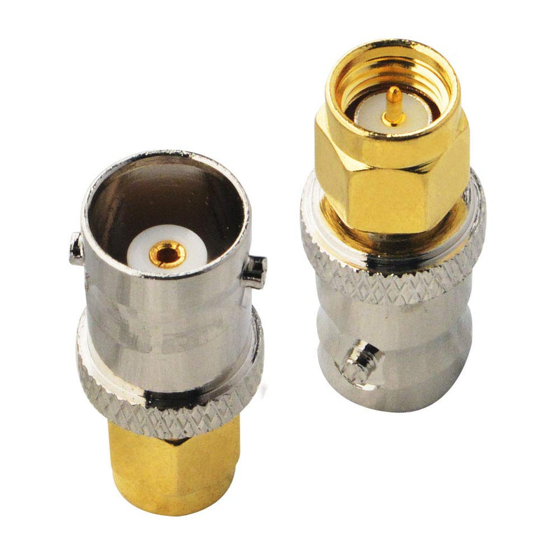 BOOBRIE BNC SMA Coax Connector SMA Male to BNC Female Coaxial Connector Low Loss Coax Adapter for RF Antennas, Wireless LAN Devices, Coaxial cable, WiFi, Ham or Handheld Radios, Scanner, SDR Pack of 2