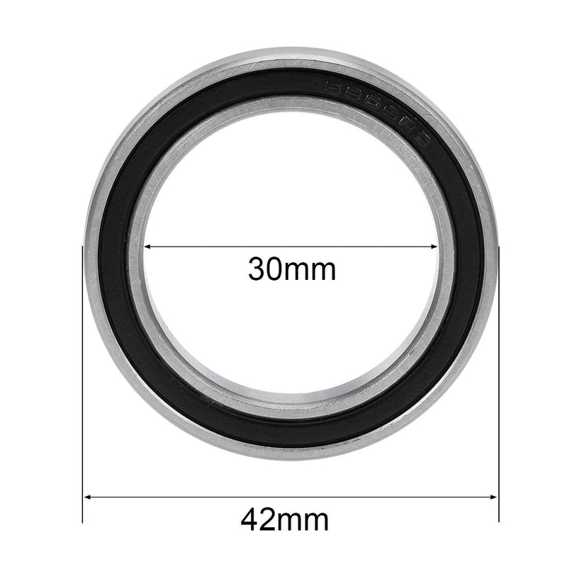 uxcell 6806-2RS Deep Groove Ball Bearing 30x42x7mm Double Sealed ABEC-3 Bearings 2-Pack