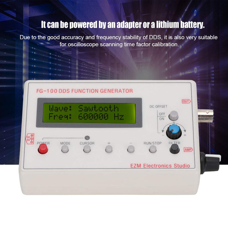 1Hz - 500KHz Signal Generator, Digital DDS Function Arbitrary Waveform Pulse Frequency Meter Output Sine Square Triangle Forward Sawtooth Wave, Reverse Sawtooth Wave Frequency Counter