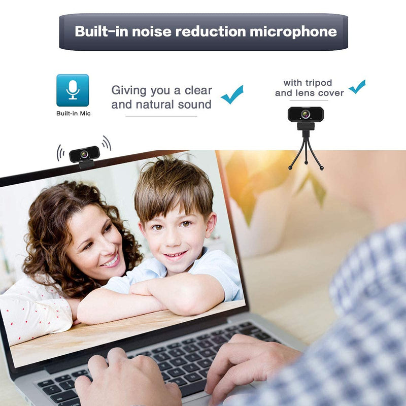 Webcam 1080p HD Computer Camera - Microphone Laptop USB PC Webcam with Privacy Shutter and Tripod Stand, 110 Degree Live Streaming Widescreen Recording Pro Video Web Camera for Calling, Conferencing