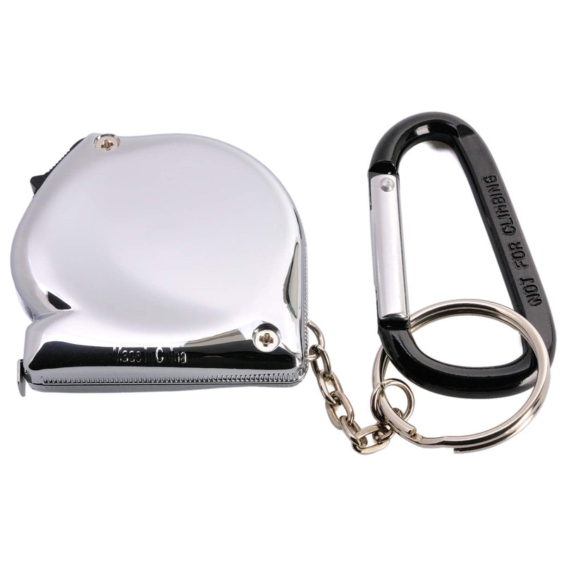 KOMELON KMC-74K Pro Easy Chrome Case Tape Measure 3m x 6mm Metric Rulers Key Chain Key-Ring with Carabiner Clip Accessory