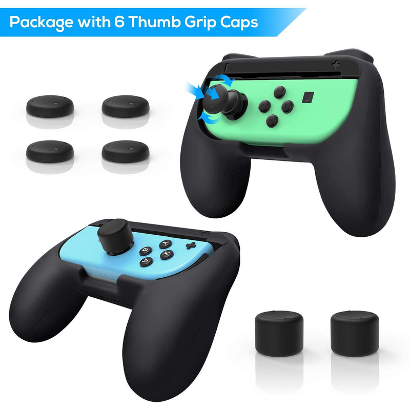 FASTSNAIL Grips Compatible with Nintendo Switch for Joy Con & OLED Model for Joycon, Wear-Resistant Handle Kit Compatible with Joy Cons Controllers, 2 Pack(Black) Black