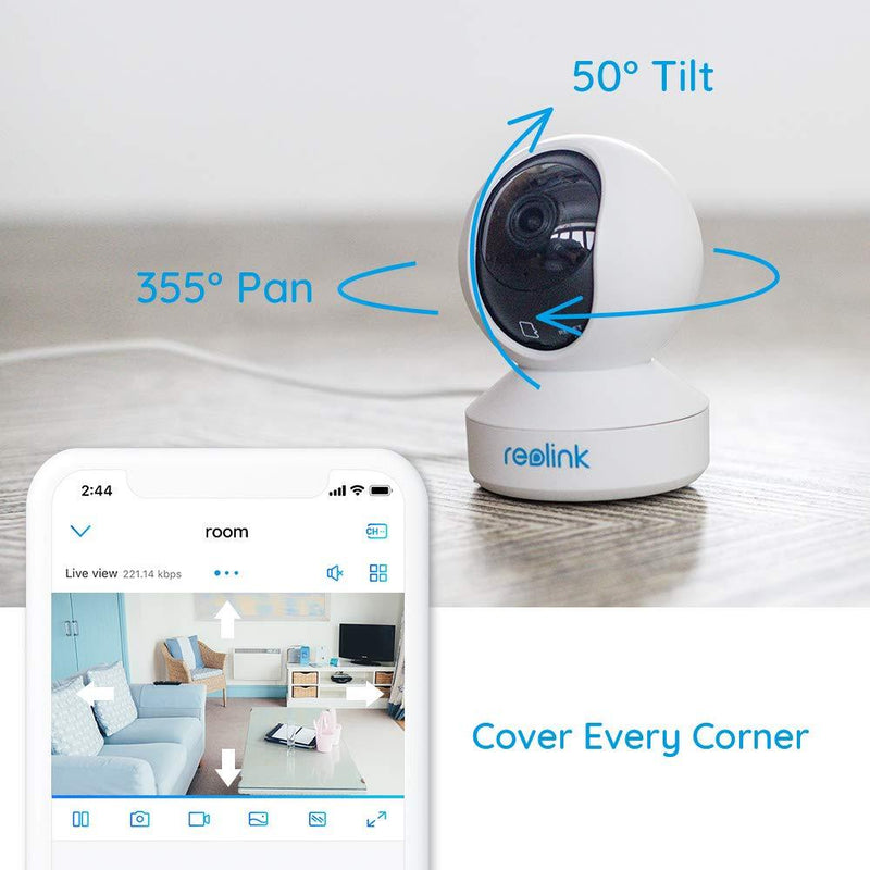 Indoor Security Camera, Reolink E1 Pro 4MP HD Plug-in WiFi Camera for Home Security, Dual-Band WiFi, Multiple Storage Options, Motion Alert, Night Vision, Ideal for Baby Monitor/Pet Camera White