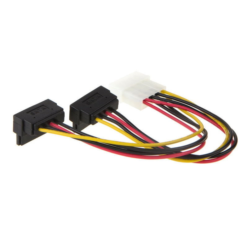 Molex to SATA, CableCreation [2-Pack] 6-Inch Molex 4 Pin to 2 x SATA 15 Pin Down Angle Female Power Cable