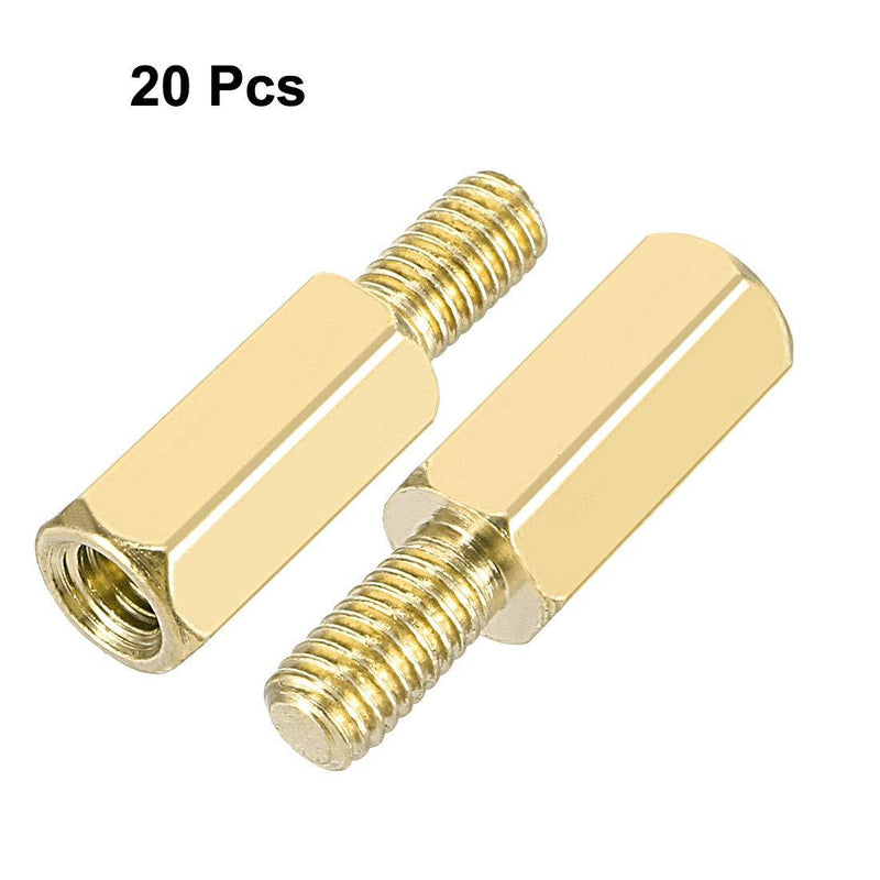 uxcell 20pcs M3 10+6mm Female Male Thread Brass Hex Standoff Spacer Screws PCB Pillar