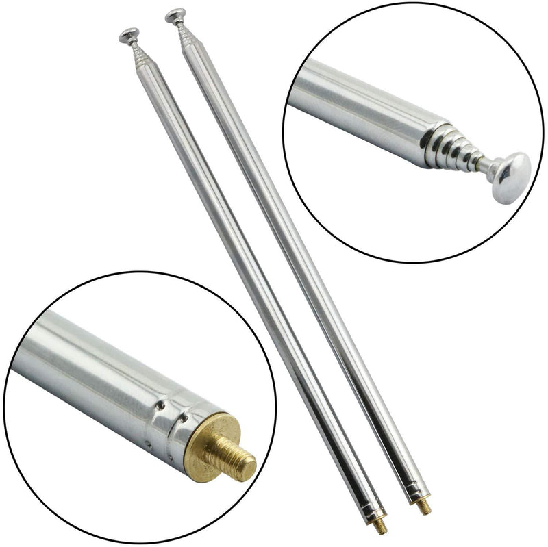 RuiLing 2-Pack M3 Male Thread 7 Section AM FM Radio Universal Antenna for Radio TV Electric Toys, Telescopic Replacement Antenna Aerial, Stainless Steel Material, Stretched Length 98cm 38.5 Inch M3 Male Thread-98CM