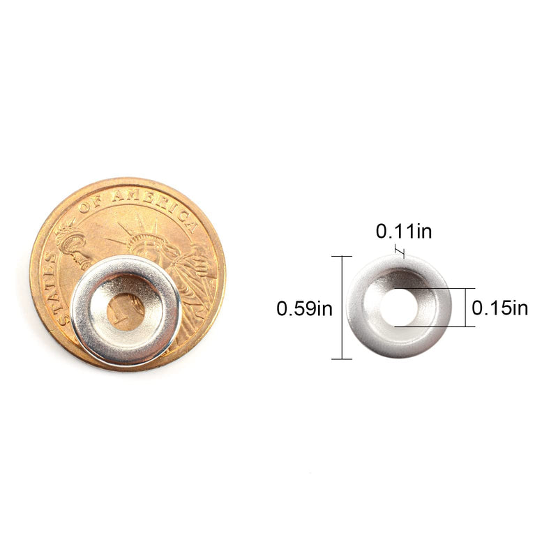 MIN CI 40Pcs Strong Neodymium Disc Magnets with Hole, Permanent Round Ring Rare Earth Magnets Heavy Duty, for Locker Refrigerator Cruise Crafts DIY Science Industrial Screws(15 x 3mm Hole 4mm) 15 x 3mm Hole 4mm -40P