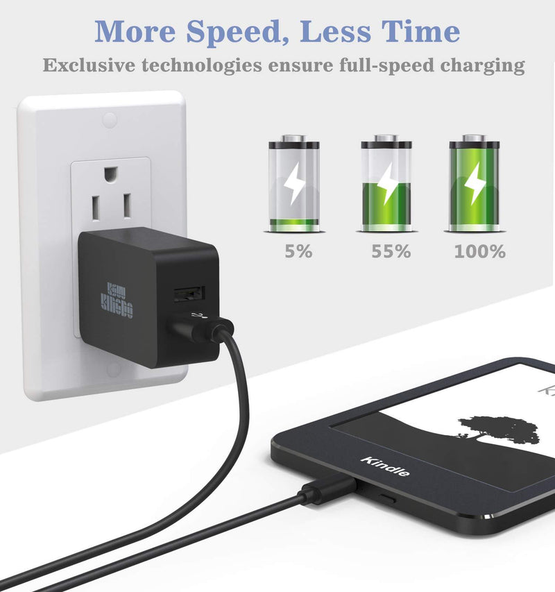 Kindle Fire Fast Charger, 5V 2.4A 24W Charger for Amazon Kindle Fire HD, HDX 6" 7" 8.9" 9.7", Fire 7 8, Dual Port USB Wall Charger with 6.6FT Micro USB Cable for Samsung, Galaxy S7, Android Phone