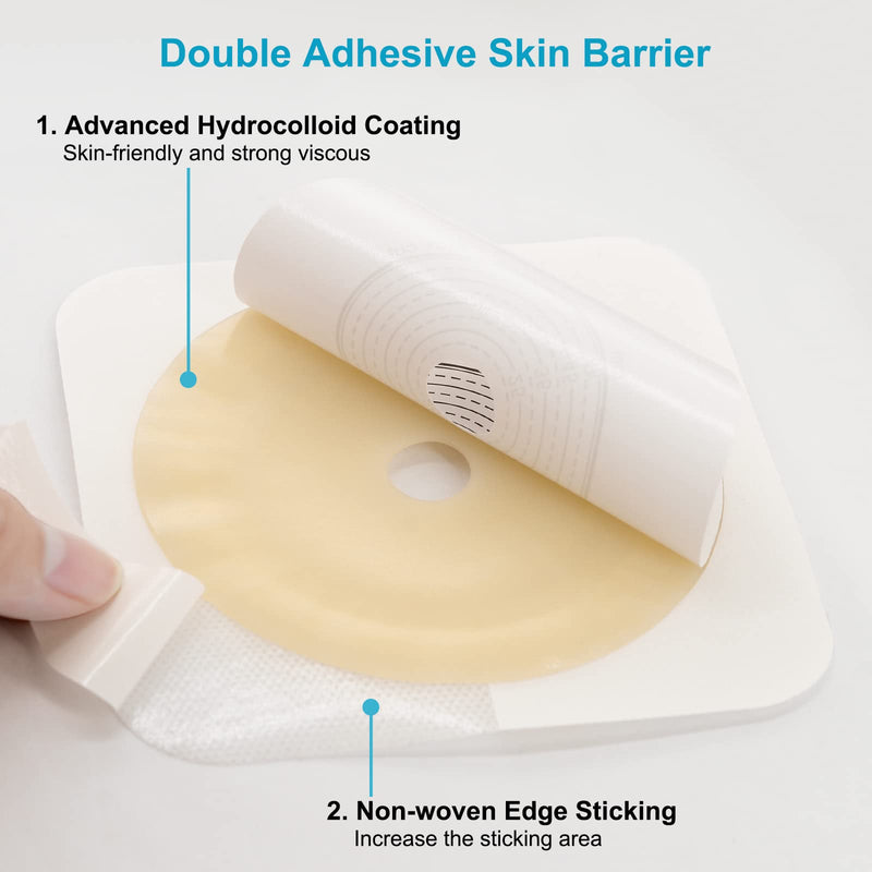 KONWEDA 20PCS Ostomy Bags,Colostomy Supplies,Two Piece Drainable Ostomy Pouch for Ileostomy Stoma Care, Cut-to-Fit (15pcs Bags+5pcs Barrier)