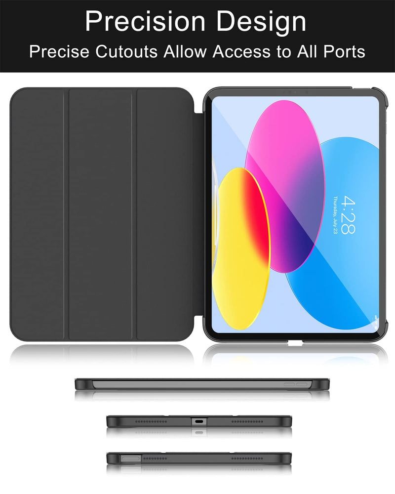 Soke Case for iPad 10th Generation(10.9-inch,2022) - [Smart Cover Auto Wake/Sleep + Slim Trifold Stand], Premium Protective Hard PC Back Cover for New Apple iPad 10.9 Inch - Black