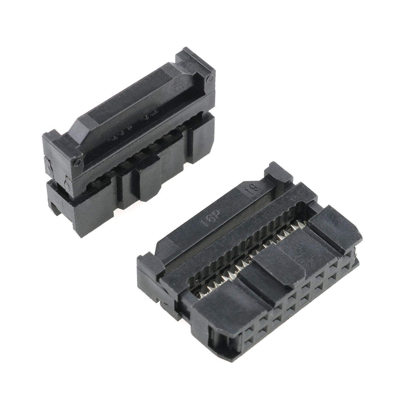 E-outstanding FC-16P IDC Socket Connector 25PCS 2x8 Pin 16Pin 2.54mm Pitch Dual Rows Female Header Rectangular Connector Adapter for AWG Flat Cable