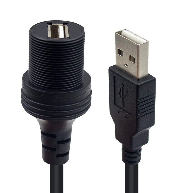 Duttek USB Flush Mount Cable, Round Single Port USB 2.0 Panel Flush Mount Extension Cable with Buckle for Car Truck Boat Motorcycle Dashboard 30cm/12 inch USB2.0