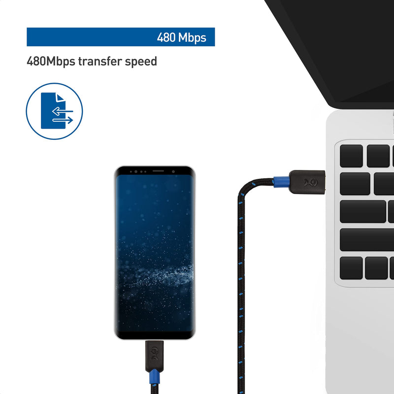 Cable Matters USB C to Micro USB Cable (Micro USB to USB-C Cable) with Braided Jacket 6.6 Feet in Black 6 Feet