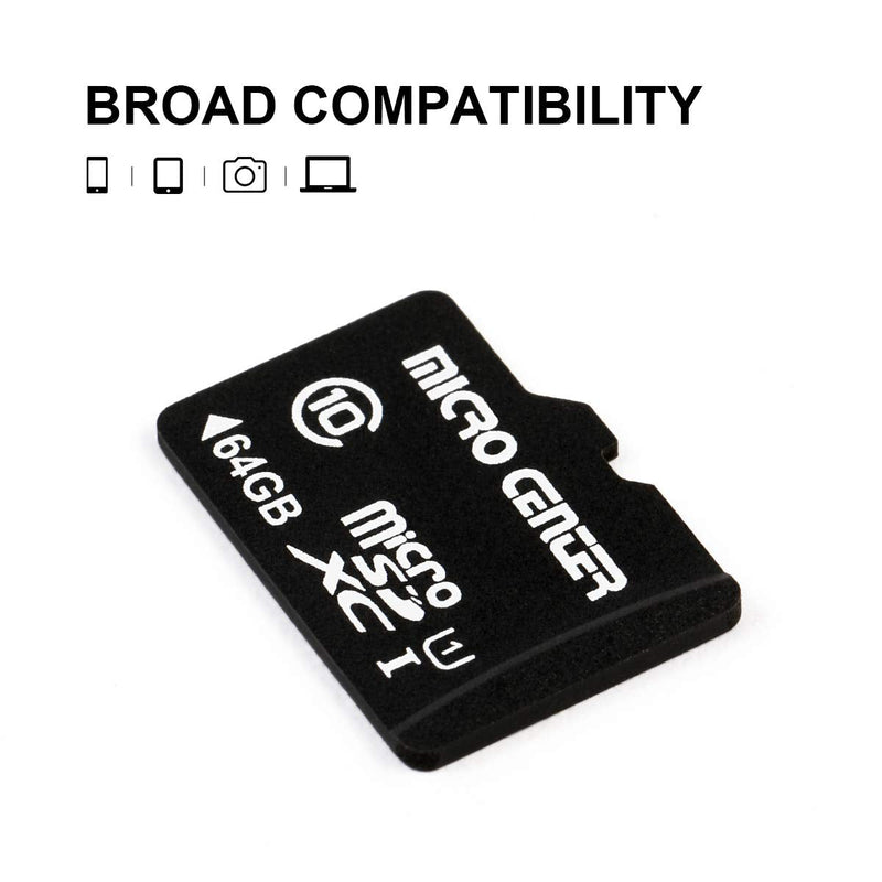Micro Center 64GB Class 10 MicroSDXC Flash Memory Card 10 Pack with Adapter for Mobile Device Storage Phone, Tablet, Drone & Full HD Video Recording - 80MB/s UHS-I, C10, U1 (10 Pack) 64GB - 10 pack