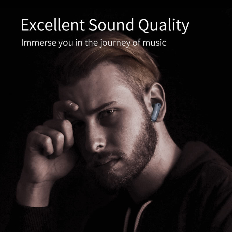 HAPPYAUDIO S4 Wireless Earbud,Hybrid ANC+ENC Noise Reduction Headphones Bluetooth 5.2 Headset Sports Built-in Mic,IPX5 Water Resistant Sweatproof,24Hrs Playtime for iOS Android (Black) S4,Black