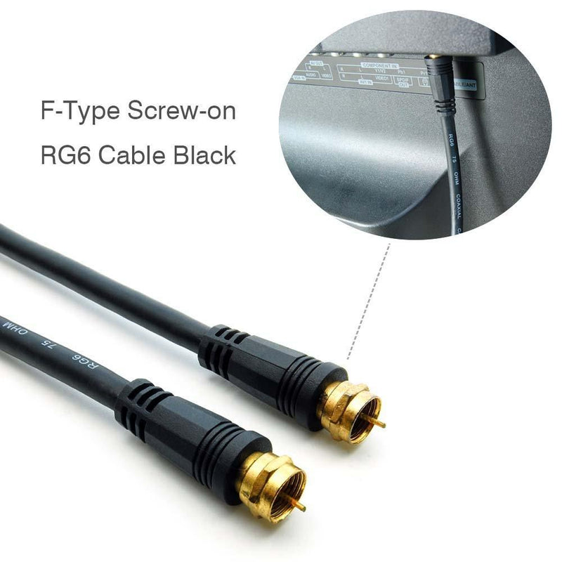 iMBPrice - (2-Pack) RG6 Coaxial Patch Cable (6 Feet) with F-Type Screw-on Connectors in Black 1 6 Feet