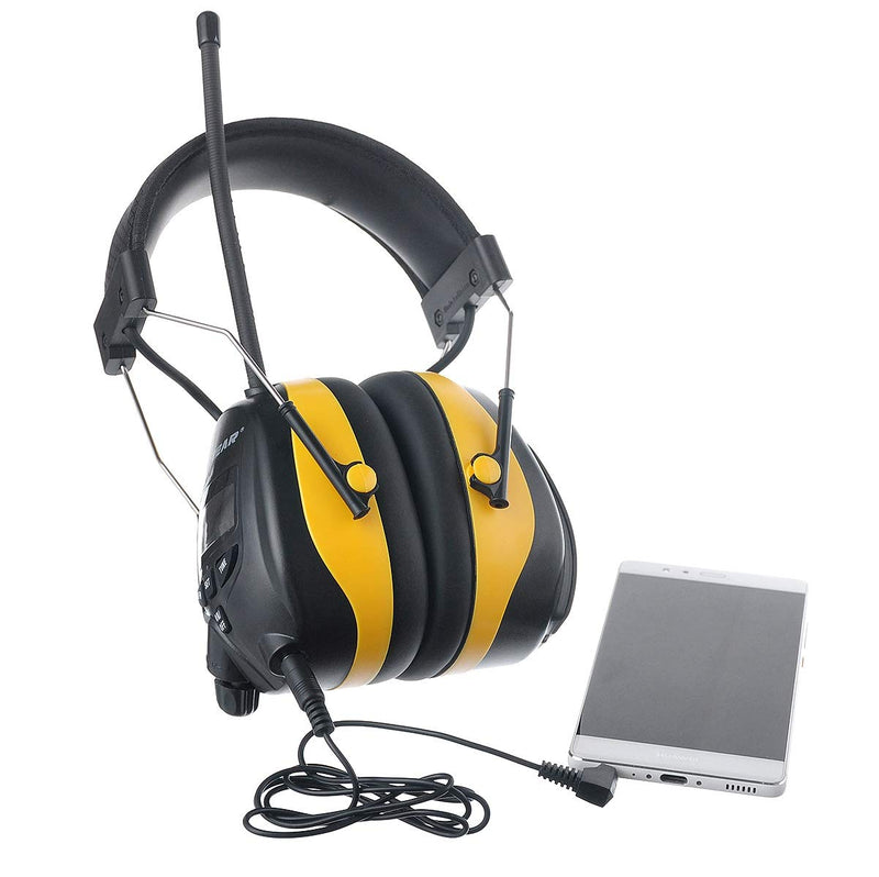 PROTEAR Digital AM FM Radio Headphones, 25dB NRR Ear Protection Safety Ear Muffs, Noise Reduction Hearing Protector for Lawn Mowing and Landscaping(Yellow) A-yellow