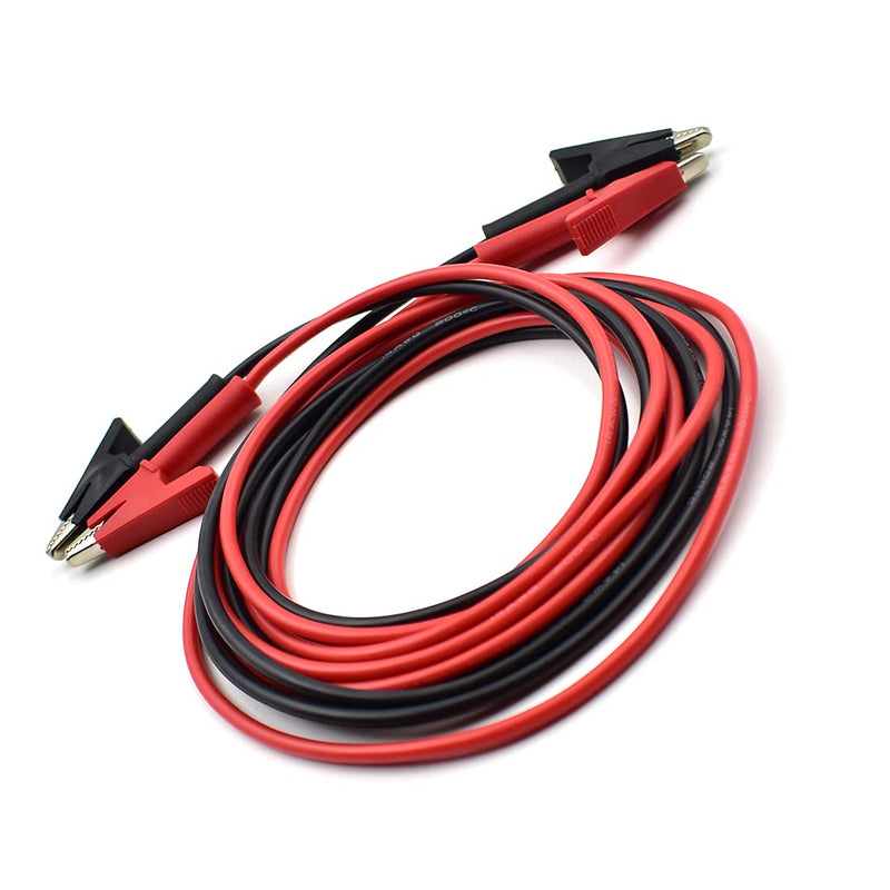 2PCS 14 AWG Alligator Clips Test Leads Dual Ended Crocodile Heavy Duty Wire Cable with Insulators Clips Test Flexible Copper Cable for Electrical Testing 6.6ft / 2m Wire Length
