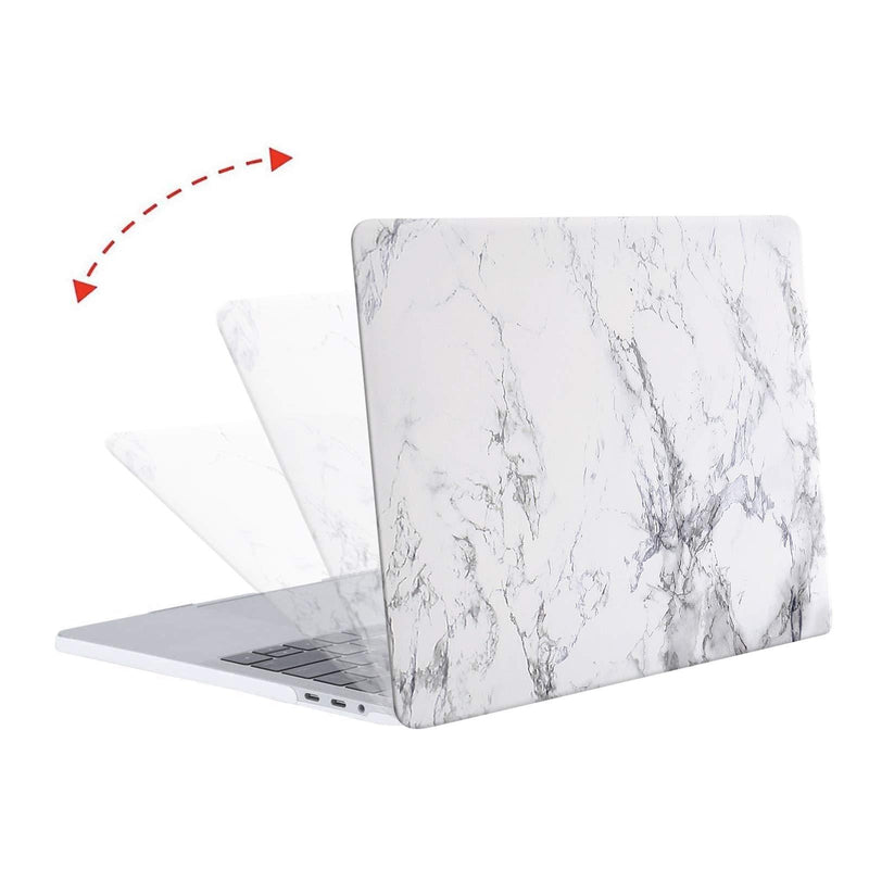 MOSISO Compatible with MacBook Pro 13 inch Case 2016-2020 Release A2338 M1 A2289 A2251 A2159 A1989 A1706 A1708, Plastic Pattern Hard Shell Case & Keyboard Cover Skin & Screen Protector, White Marble