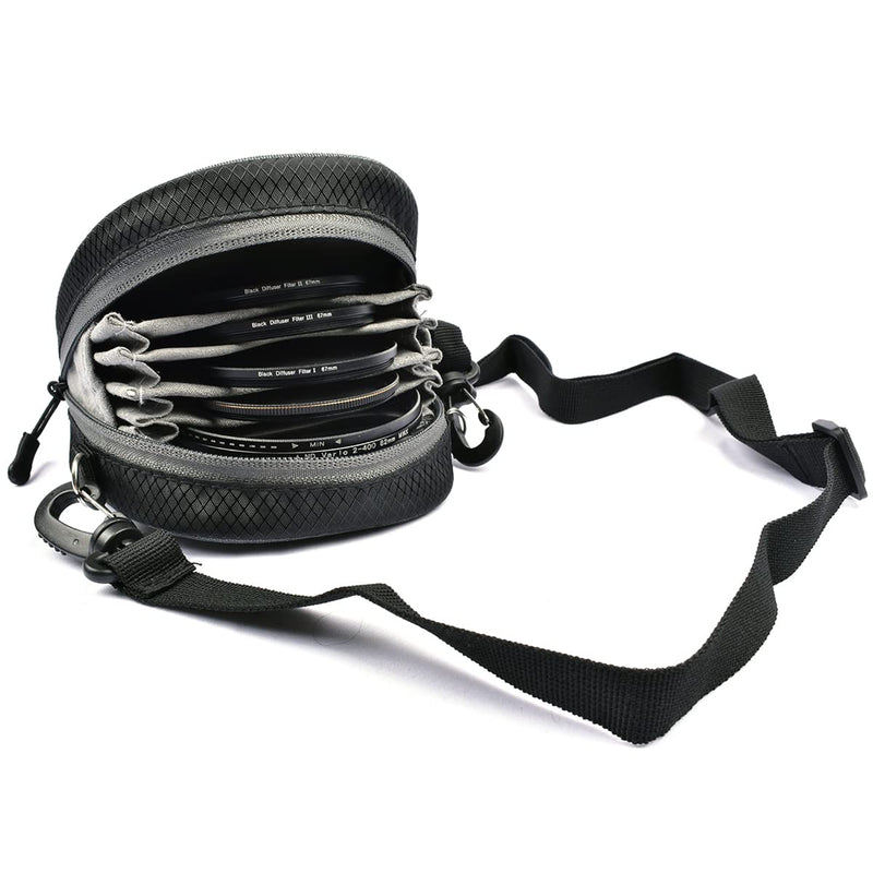 Camera Filter Bag, Lightdow Detachable 8-Slot Lens Filter Carry Case Photography Filter Holder Belt Loop Pouch Water-Resistant and Dustproof Design for 37mm-95mm Filters