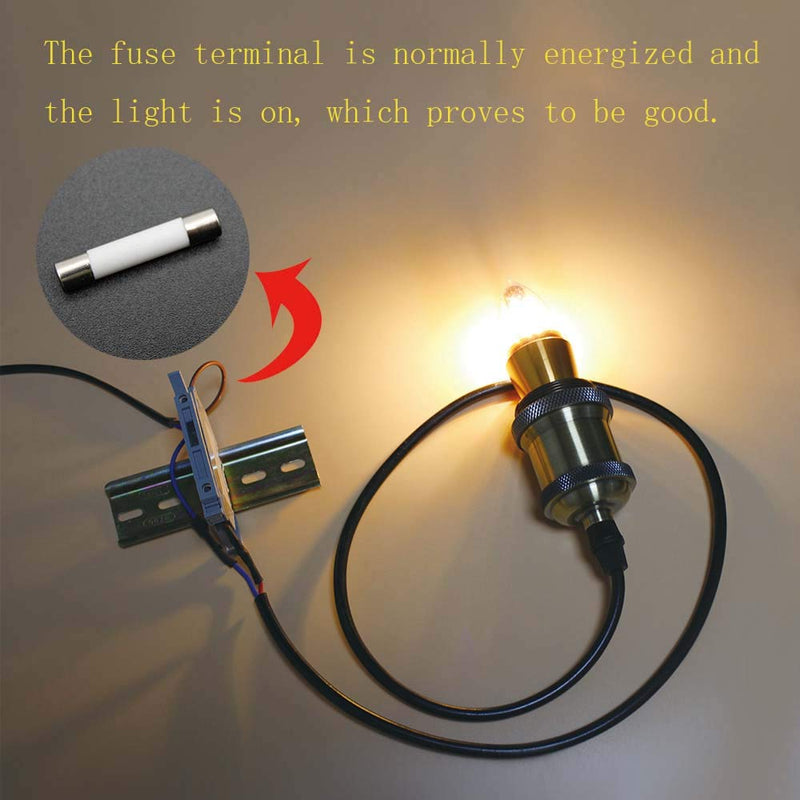 Fuse clamp DIN rail, Her Kindness 2 pieces fuse holder, DIN rail mounting fine fuse fuse holder base suit 220V AC plug fuses, with 12 fuses