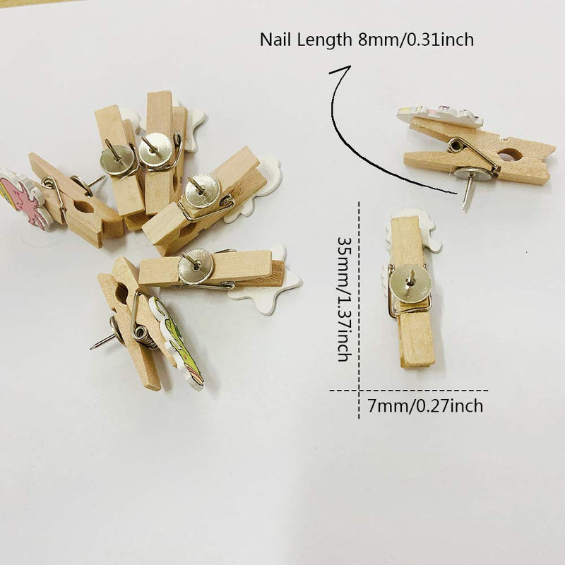 haowei 20 Pcs Marine Animals Wooden Clip Thumbtack Seahorse Turtle Decoration Pushpin Paper Picture Photo Memo Menu File Memo Nail Accessory Cork Board Bulletin Board Drawing Pins