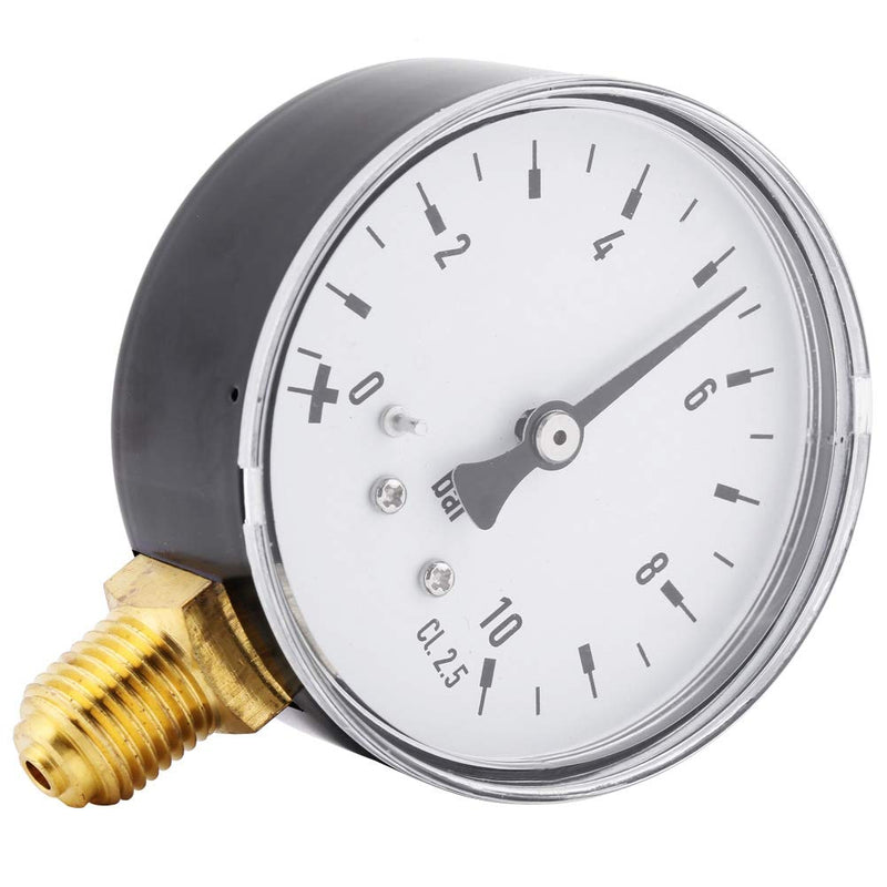 Pressure Gauge, Akozon Air Oil Water Pressure Gauge 1/4 Inch NPT 0-10 Bar Side Mount Thread Connection Pressure Gauge Gauges