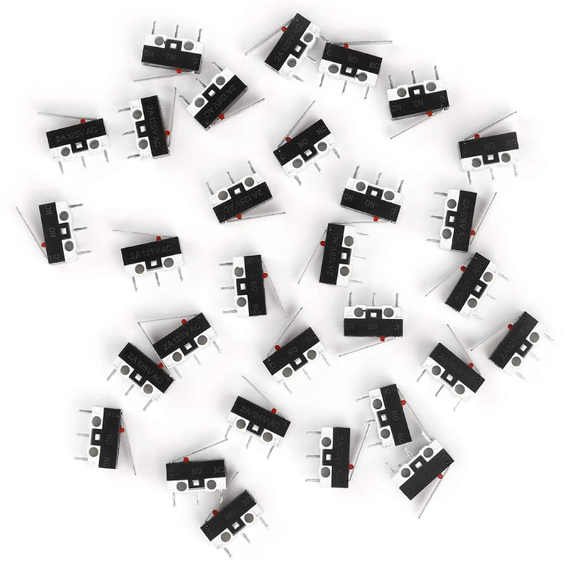 CYT1073 AC 2A 125V 3Pin SPDT Limit Micro Switch Long Hinge Lever for Arduino (Pack of 30) by MUZHI