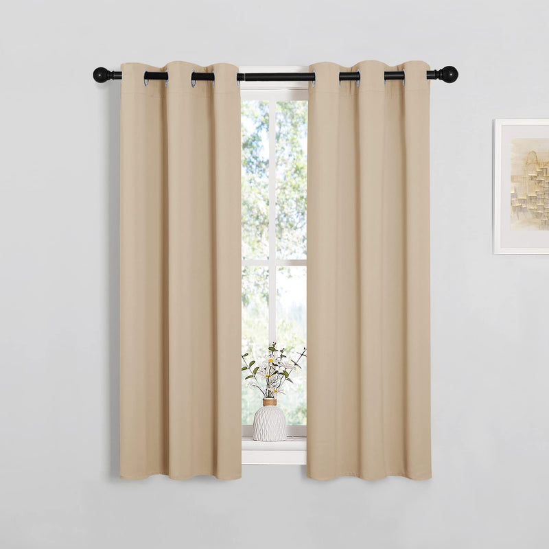 NICETOWN Room Darkening Curtain Panels for Living Room, Thermal Insulated Grommet Room Darkening Draperies/Drapes for Window (Biscotti Beige, 2 Panels, W29 x L45 -Inch) 29" W x 45" L Biscotti Beige