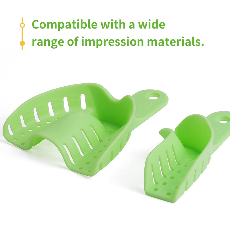 10 PCS Dental Impression Trays Disposable Plastic Small Medium Large Autoclavable Perforated Impression Trays Set Green Light Green