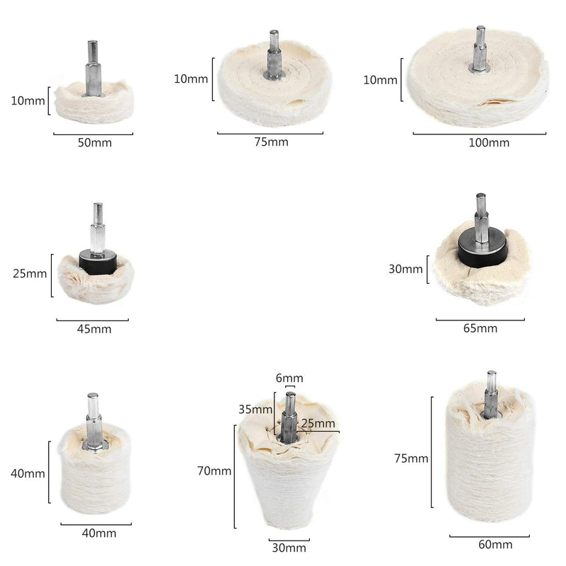 WiMas 8 pieces polishing disc made of cotton, polishing buffing pad, polishing wheel for manifold stainless steel, chrome, aluminum, jewelry, wood, etc