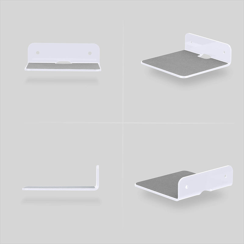 2-Pack 4â€ Small Floating Shelf Bluetooth Speaker Stand, Adhesive & Screw Wall Mount, Anti Slip, for Cameras, Baby Monitors, Webcam, Router & More, Universal Holder by Brainwavz (SHELF11 White)