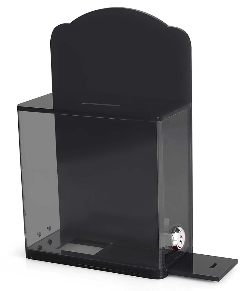 MCB Locked Donation Box with Back Wall Curved Display Area - for Fundraising Donation Box - Ticket Box - Collection Box - (Black) Black