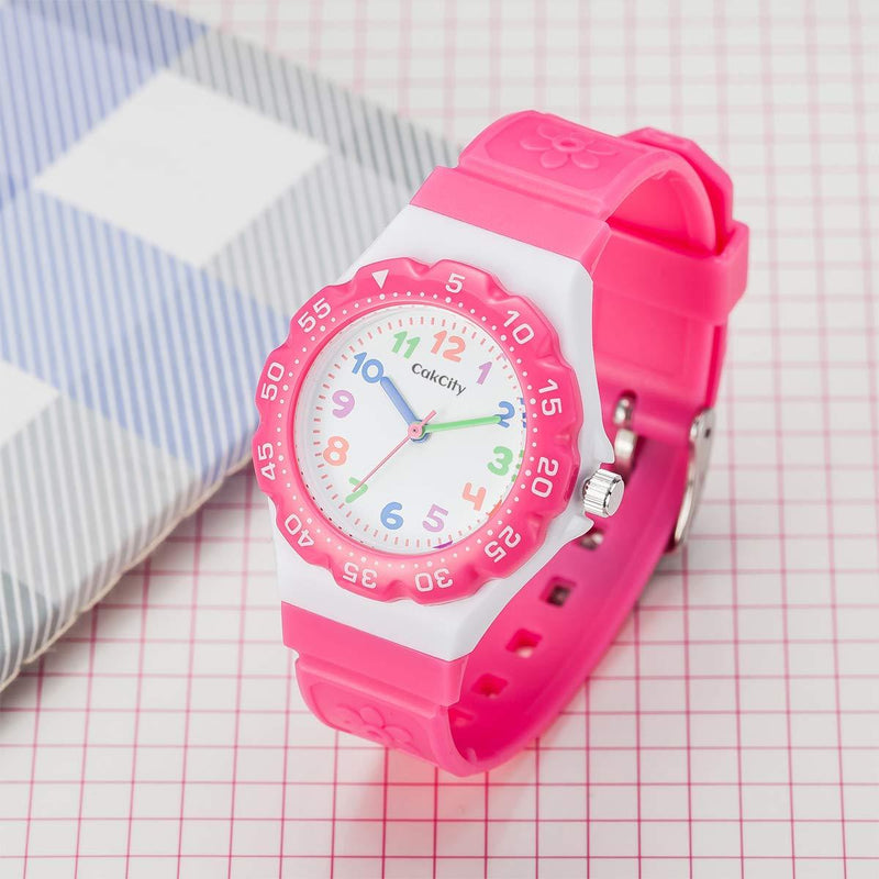 CakCity Kids Watch Waterproof Cute Cartoon Analog Girls Boys Wrist Watch for Little Child Time Teacher for Children 3-10 Year ROSERED