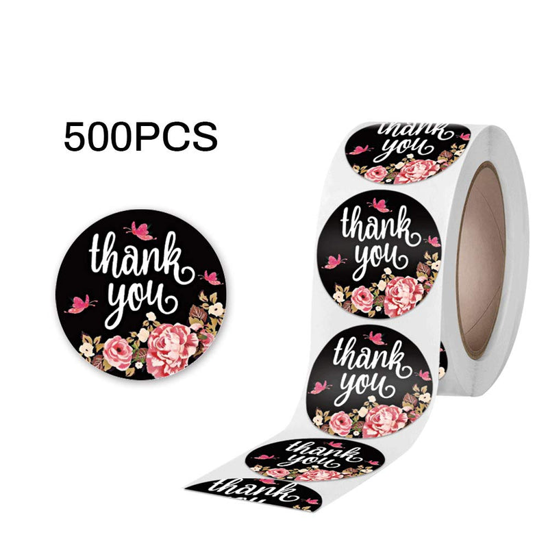 1" Floral Thank You Roll Stickers 500 Pcs, Thank You for Your Order Stickers Labels for Handmade Goods Small Business Owners, for Small Wedding Birthday Christmas Thanksgiving Party