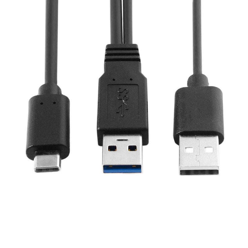 cablecc Type-C USB-C to USB 3.0 Male & USB 2.0 Dual Power Data Y Cable for Laptop & Hard Disk Dual Type-A to Type-C