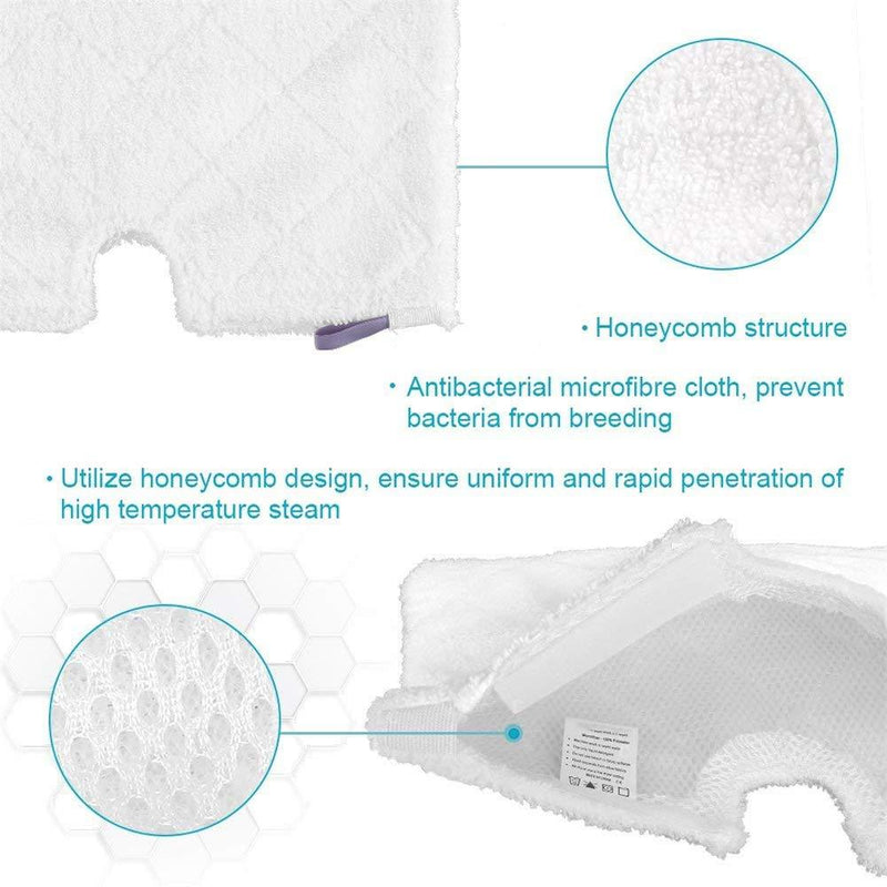 Turbokey 3 Pocket Steam Mop Pads Double-Sided Rectangle Microfiber Refill Pad for Shark Euro Pro Mops S3500 Series,S2902,S3455K,S3501,S3550,S3601,S3801,S3901,S4601,S4701,S4701D,SE450（White） 12.6"*7.08" White
