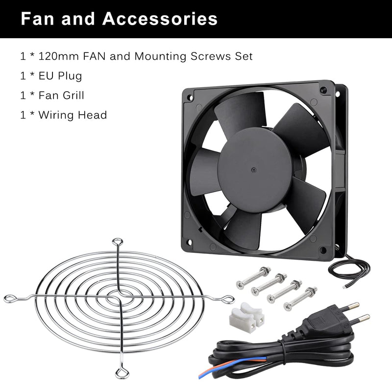 GDSTIME 120mm Fan 230V Fan 120 x 25mm 220V Fan Dual Ball Bearing AC 240V Brushless Cooling Fan