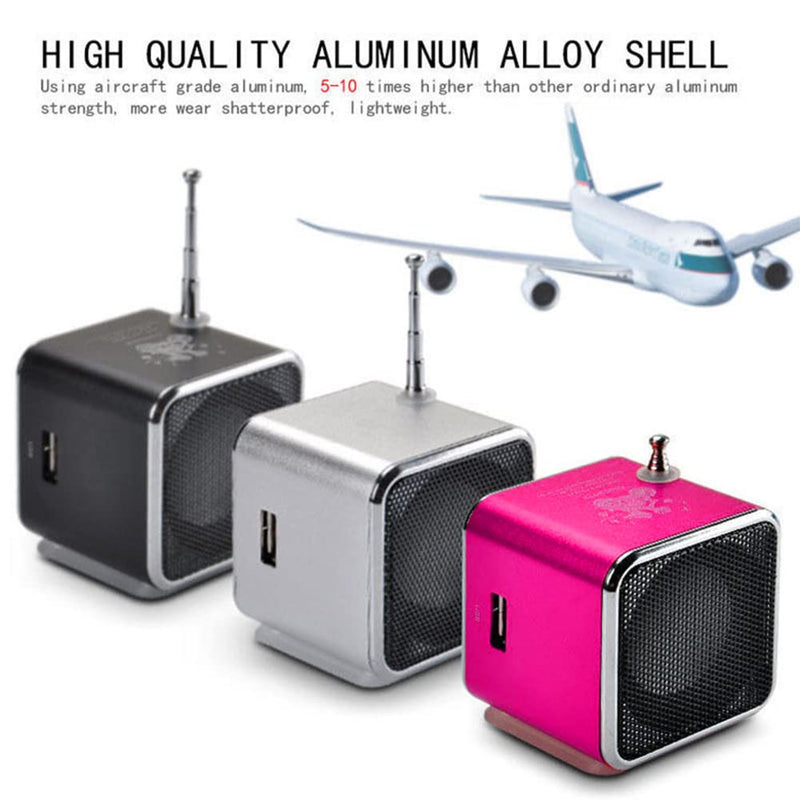 Yoidesu TD-V26 Portable Mini Speaker Music Player FM Radio Battery Powered Mini Digital Display Screen Speaker Music Player for Computer&Cell Phone Support TF Card and U Disk (Pink) Pink