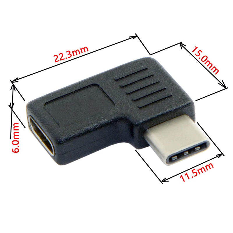 Cablecc 90 Degree Right & Left Angled USB 3.1 Type-C Male to Female Extension Adapter for Laptop & Tablet & Mobile Phone
