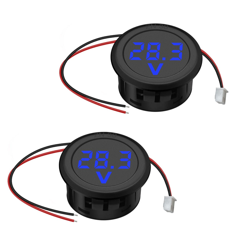 2 Pieces 12V DC Voltmeter Waterproof Digital Display Voltmeter LED Display Voltage Meter for Car Motorcycle SUV ATV Marine (Blue) Blue