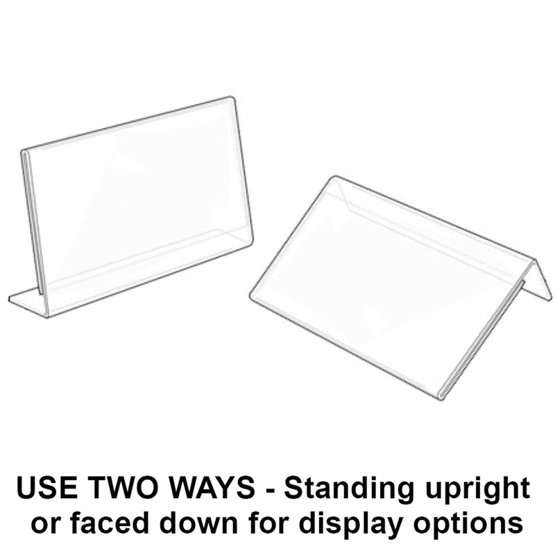 Azar Displays 112740 3-1/2-Inch by 2-1/2-Inch Horizontal Slanted L-Shape Acrylic Sign Holder, 10 Count, Clear 3 .5 in W x 2 .5 in H Horizontal