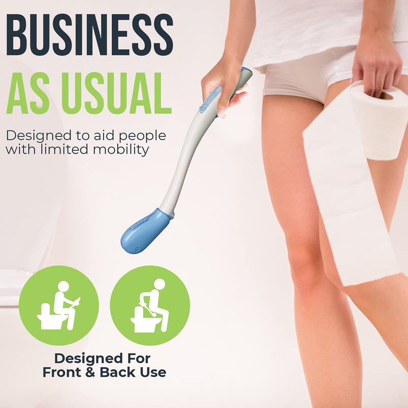 Juvo Toilet Aid - 18” Long Reach Personal Wiping Aid with Hygienic Cover - Easy Use Comfort Self Wiper for Toileting (SATA01) Original Toilet Aid