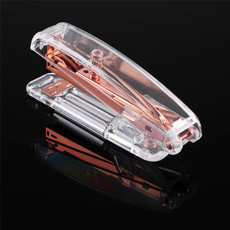 ALSISK Desk Accessory Kit,Acrylic Stapler Set, Tape Dispenser, Staple Remover with 1000pcs 26/6 Staples -Rose Gold