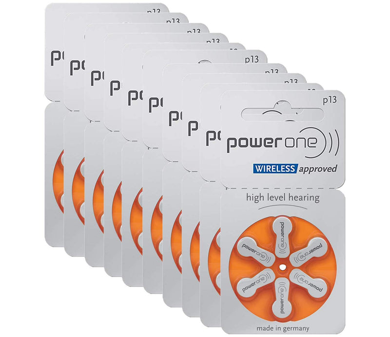 powerone Size 13 Hearing Aid Batteries Zinc Air P13 Pack of 60