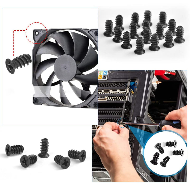 PERFETSELL Pack of 80 PC case screws carbon steel PC fan screws case computer fan screws PC fan screws radiator screws for PC cases, fans