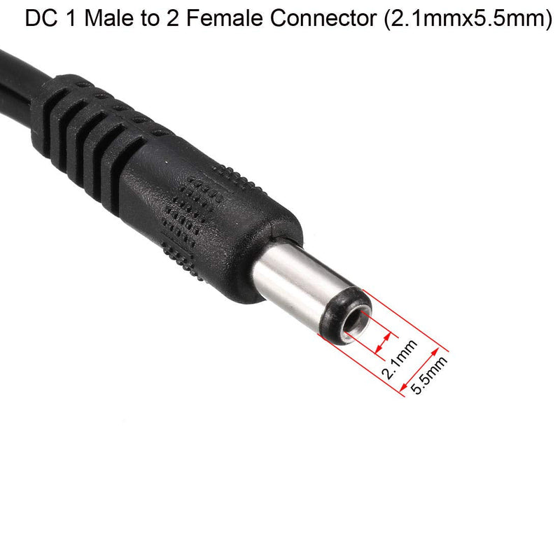 uxcell 1 Male to 2 Female 5.5mm x 2.1mm 32cm DC Power Splitter Cable for Router, LED Lights & More Electronics Devices