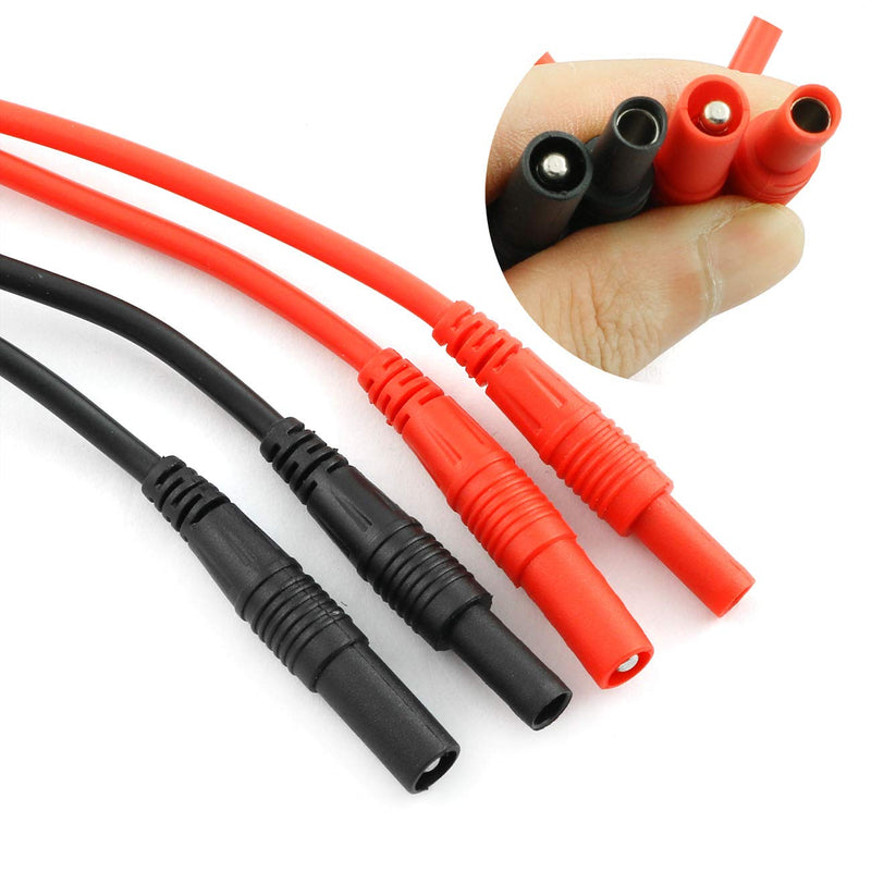ZYAMY 2pcs Meter Test Lead Extension Male to Female Connector 4mm Banana Plug to Jack Heavy Duty Silicone Wires Multimeter Leads Probes Adapter (1pcs Red + 1pcs Black)