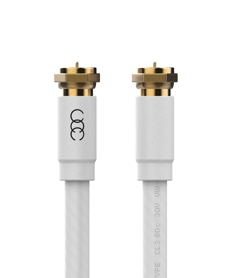 Coaxial Cable Triple Shielded CL3 in-Wall Rated Gold Plated Connectors (6 ft) RG6 Digital Audio Video with Male F Connector Pin - 6 Feet White 1