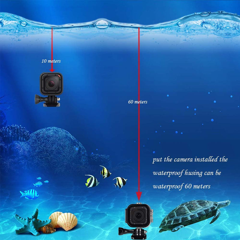 Suptig Replacement Waterproof Case Protective Housing for GoPro Session Hero 4session, 5session Outside Sport Camera for Underwater Use - Water Resistant up to 196ft (60m)